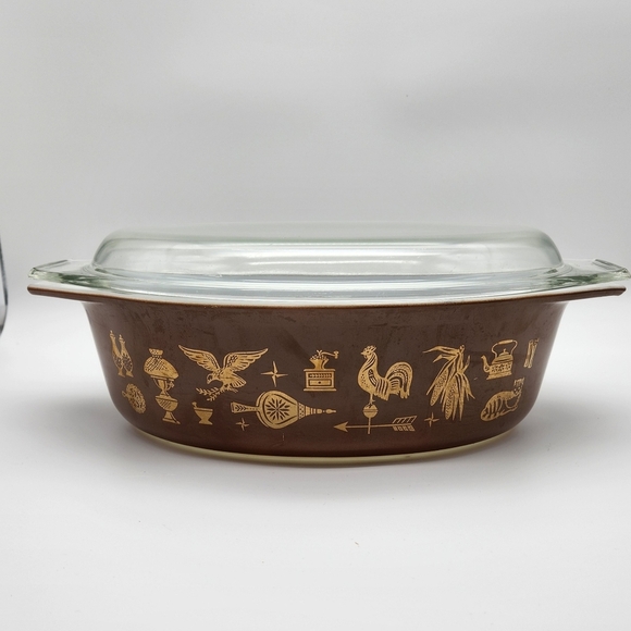 Vintage Pyrex Early American Design 2.5 Quart Casserole Dish With Lid 045 - Picture 1 of 10